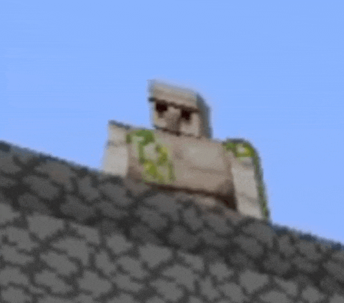 a statue of a man standing on top of a stone wall in a video game .