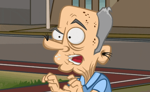 a cartoon drawing of an old man with a gray hair