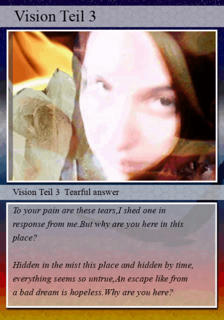 a card that says vision teil 3 with a picture of a woman on it