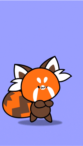 a cartoon of a fox with its mouth open and paws