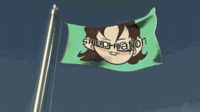 a green flag with a cartoon face and the word simpnation on it