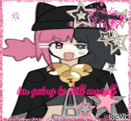 a picture of a girl with the words " i 'm going to kill myself " on it