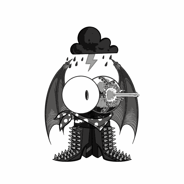 a black and white drawing of a squirrel wearing a hat