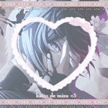 kaito de mizu < 3 is written on a picture of a boy