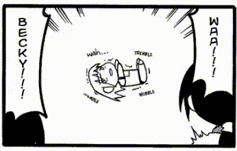 a black and white comic strip with wah tremble and becky written on the bottom