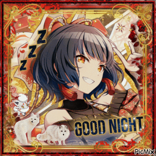 a picture of a girl with the words " good night " on the bottom