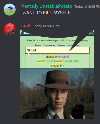 a man in a hat is holding a cell phone in front of a screen that says mentally unstablepotato