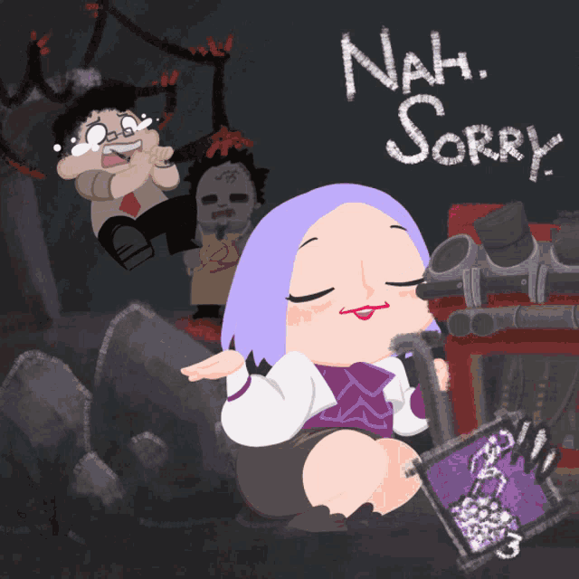 nah sorry is written on a black background