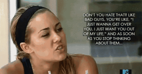a woman with a headband says " don t you hate that like bad guys you 're like "