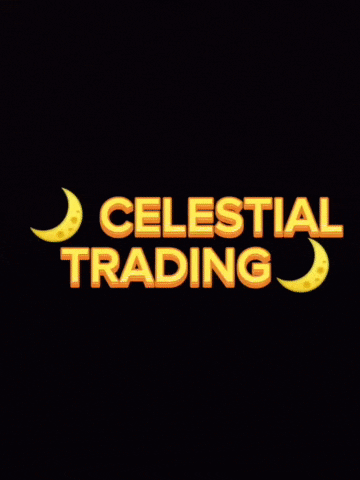 a logo for celestial trading with a crescent moon