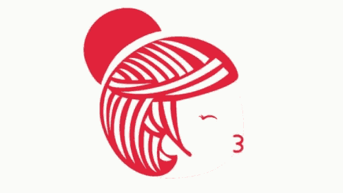 a red and white drawing of a woman 's face with a heart behind it