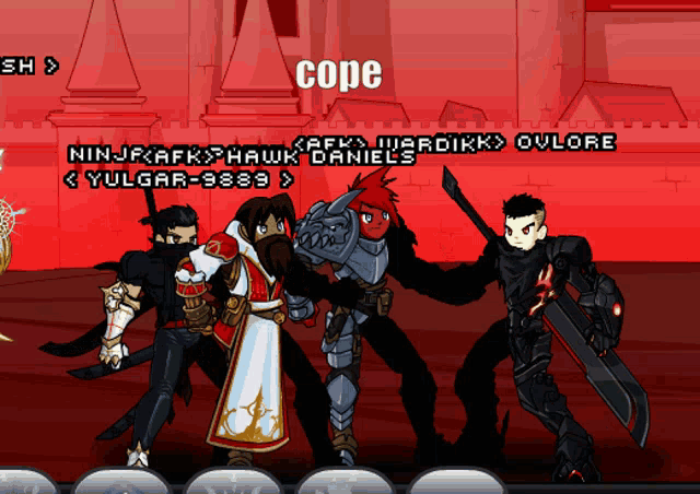 a group of cartoon characters standing next to each other with cope written in the corner