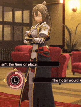 a woman in a video game says the hotel would be
