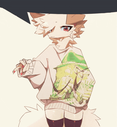 a drawing of a furry cartoon character wearing a sweater