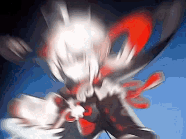 a blurry picture of a person 's face with a blue sky behind them