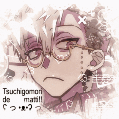 a drawing of a man with glasses and the words " suchigomori de matti "