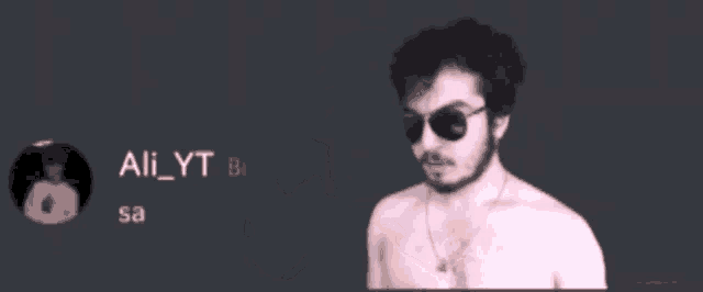 a man without a shirt is doing a dab with the name ali_yt on the bottom