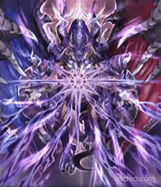 it looks like a painting of a purple monster with a lot of purple lines coming out of it .