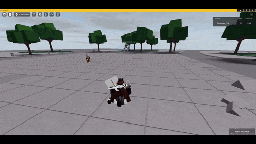 a screenshot of a video game shows a person riding a horse and trees in the background