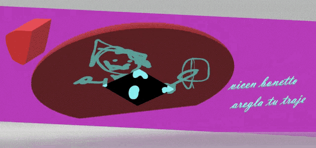 a drawing of a person on a purple background with the words " nieen benette a regla tu traje "