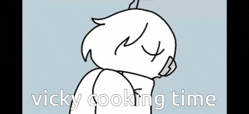 a drawing of a person with the words " vicky cooking time "
