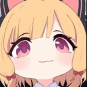 a close up of a cartoon girl 's face with a cat ear .