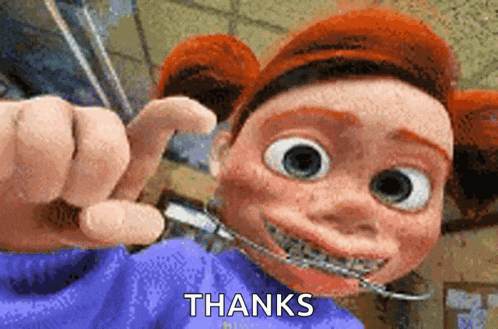 a cartoon character with braces on his teeth is giving a thumbs up sign