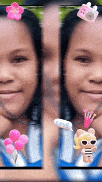 a girl with balloons and a speech bubble that says love on it