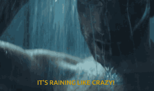 a man is taking a shower with the words it 's raining like crazy