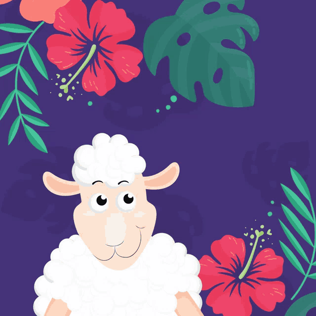 a cartoon sheep is holding a sign that says ' eid mubarak ' on it