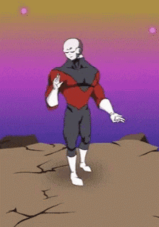 a cartoon of a man in a superhero costume standing in a desert .