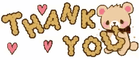 a teddy bear is eating a cookie with the words `` thank you '' written in cookies .