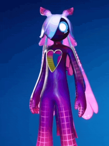 a cartoon character with a heart in her chest