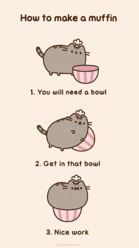 how to make a muffin with a cat wearing a chef hat and a bowl