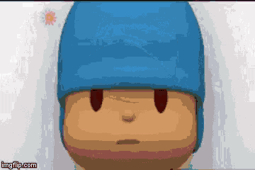 a close up of a cartoon character wearing a blue helmet .