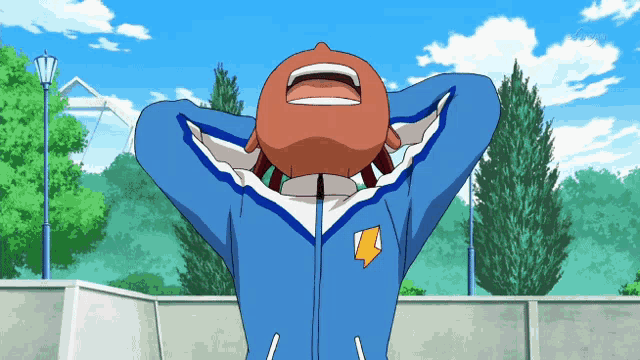 a cartoon character with a lightning bolt on his shirt
