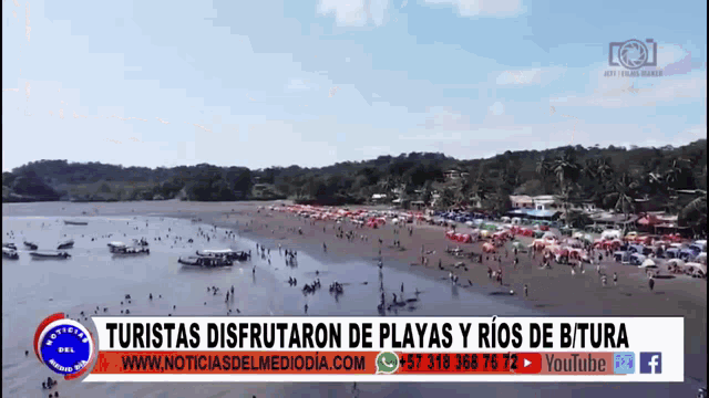 an advertisement for turistas disfrutaron de playas y rios de bitura is shown