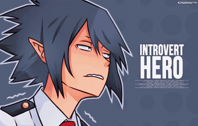 a cartoon of an introvert hero making a face