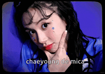 a pixelated image of a woman with the name chaeyoung de mica on the bottom
