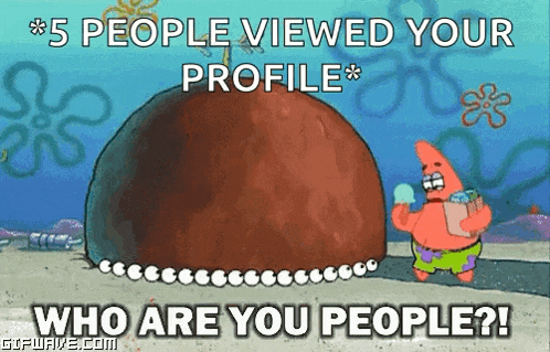 a cartoon of patrick from spongebob squarepants standing in front of a large rock that says who are you people