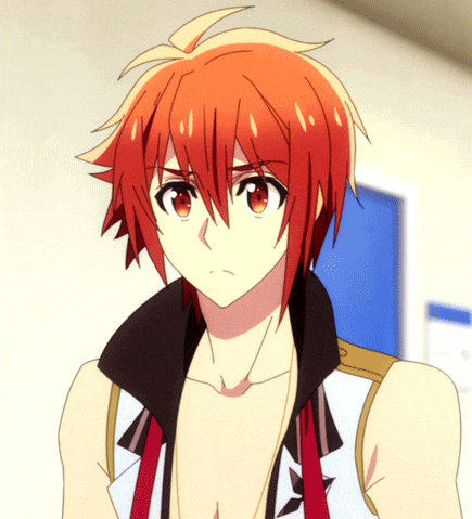 a red haired anime character with a white shirt on