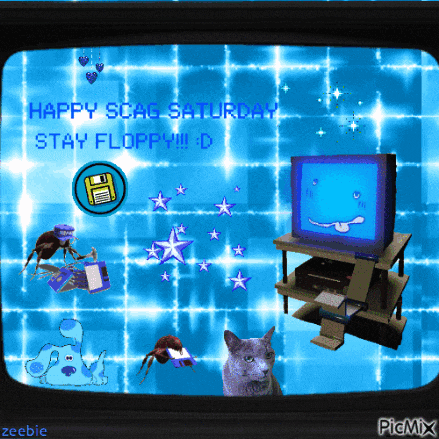 a computer screen with the words happy scag saturday on it