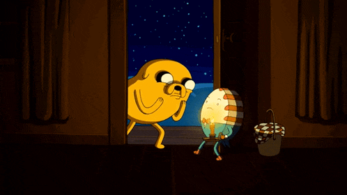 a cartoon character is standing in a doorway with a candle in front of him