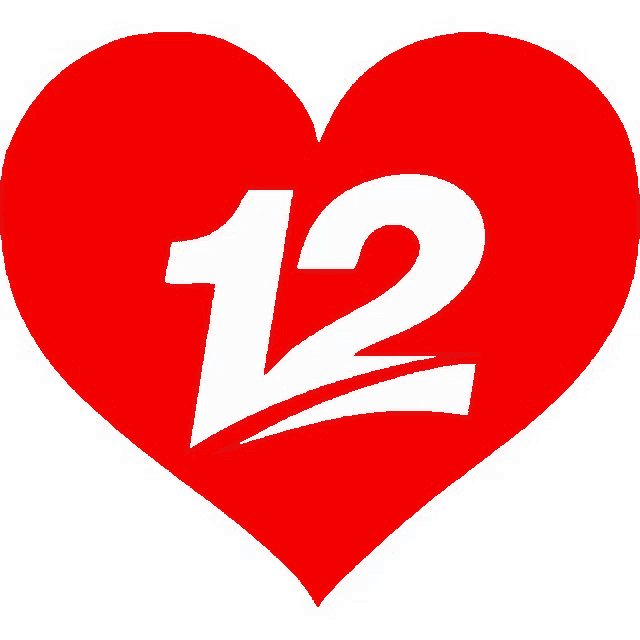 a red heart with the number 12 in white