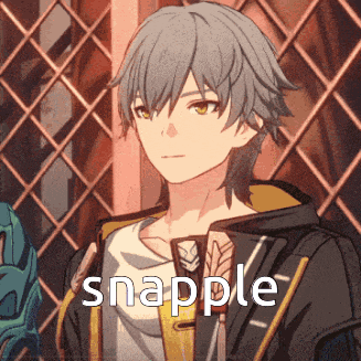 a picture of a boy with the word snapple written below him