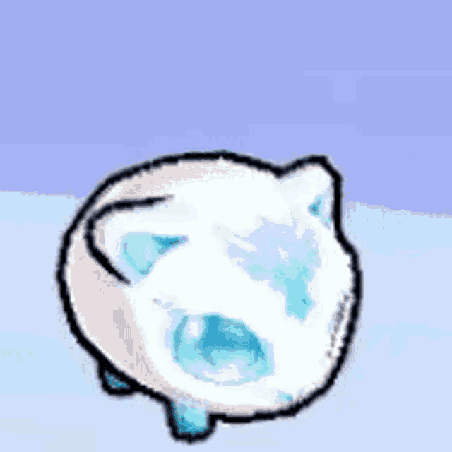 a cartoon drawing of a polar bear with a snowflake on its head .