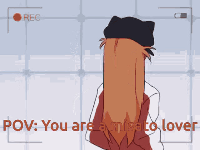 a cartoon of a girl with the words " you are a misato lover " below her