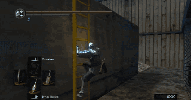 a screenshot of a video game with the number 50 on the top left