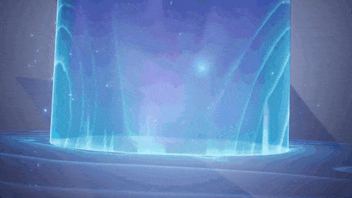 a blue and purple background with a cube in the middle of it