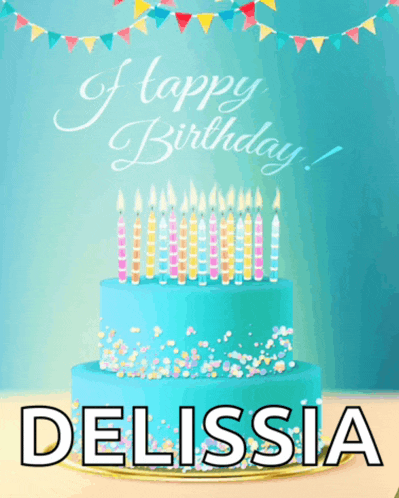 a birthday card for delissa with a blue cake